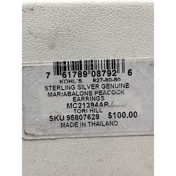 Tori Hill 925 Sterling‎ Silver Abalone & Marcasite Dangle Feather Earrings - Picture 7 of 8